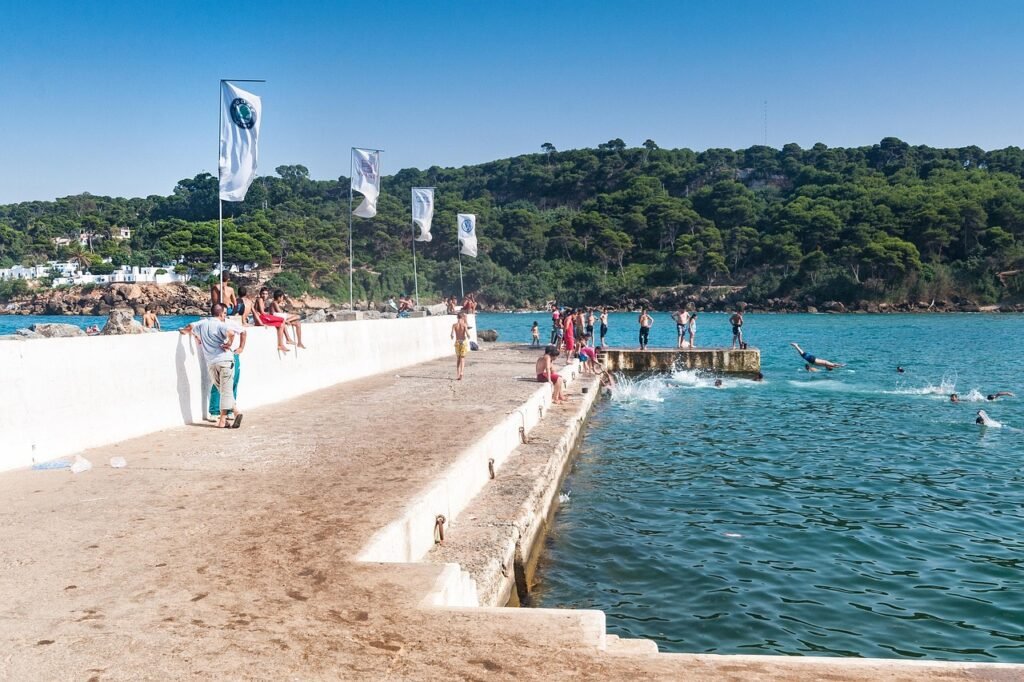 sea, mediterranean, tipaza, algeria, africa, architecture, summer, sun, heaven, blue