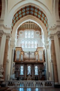 Explore the majestic interior of Saint Augustine Basilica, Annaba, Algeria.